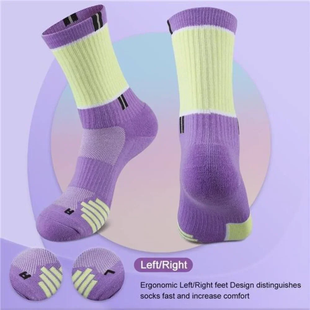 5 Pairs Women's Crew Socks Performance Cushioned Moisture Wicking Socks